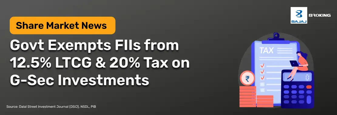 Govt Exempts FIIs from 12.5% LTCG & 20% Tax on G-Sec Investments