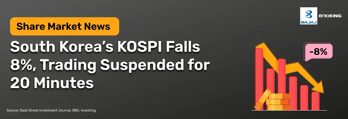 South Korea’s KOSPI Falls 8%, Trading Suspended for 20 Minutes 
