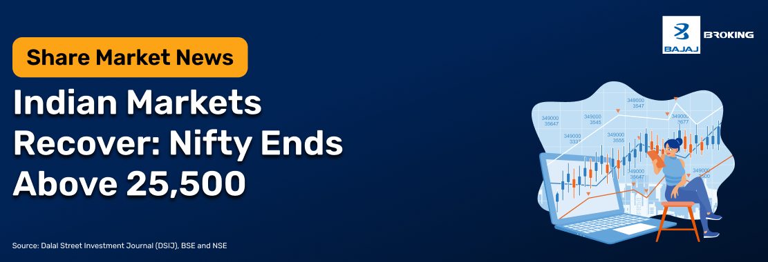 Indian Market Recover: Nifty Ends Above 25,500; Nifty PSU Bank Hits a Fresh High