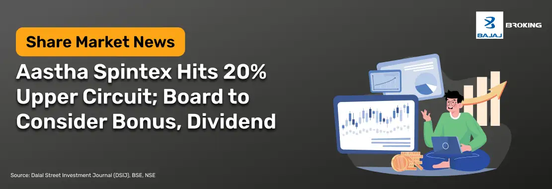 Aastha Spintex Hits 20% Upper Circuit; Board to Consider Bonus, Dividend 