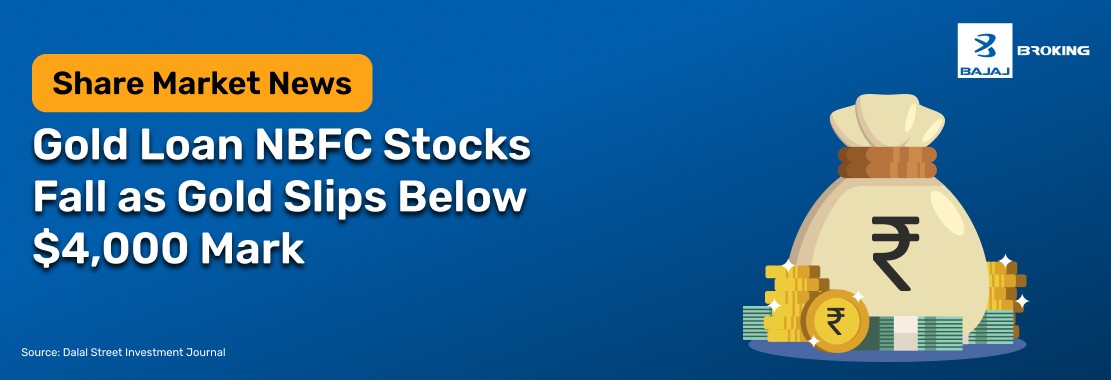 Gold Loan NBFC Stocks Fall as Gold Slips Below $4,000 Mark